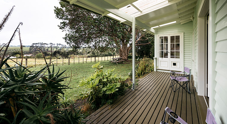 Awhitu House - Verandah at the front of the house.