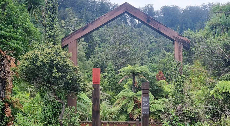 Te Piringa / Cascade Kauri, Waitākere Ranges Regional Park - Entrance to the Lower Te Piringa Walk. Photo credit: G Browne.