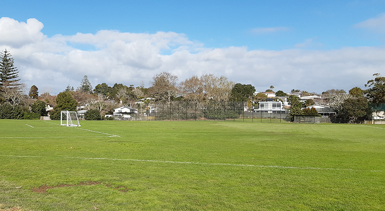 Crossfield Reserve - Sports field with goal nets in the background.