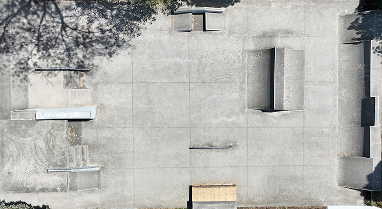 David Lange Park - Aerial view of the skate park.
