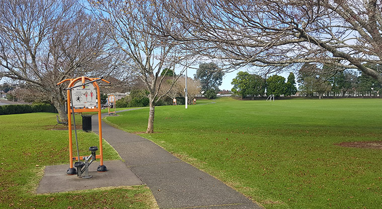 Eastdale Reserve - Exercise equipment along the edge of the footpath.