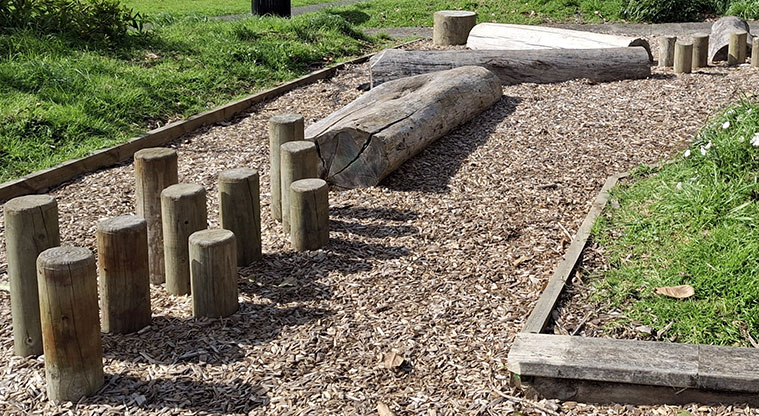 Eastdale Reserve - Posts and logs for stepping, jumping and balancing.
