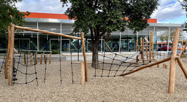Jack Pringle Village Green - Challenging climbing ropes and nets. Photo credit: Keren Alleyne.