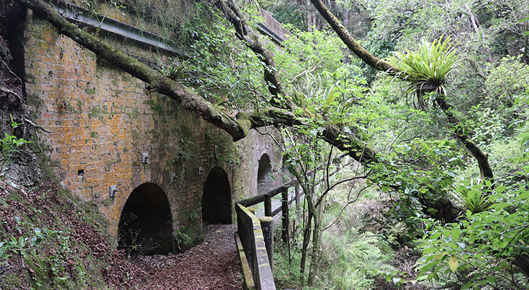 Kōwhai Park - Looking south at the historic lime kiln built in 1884.