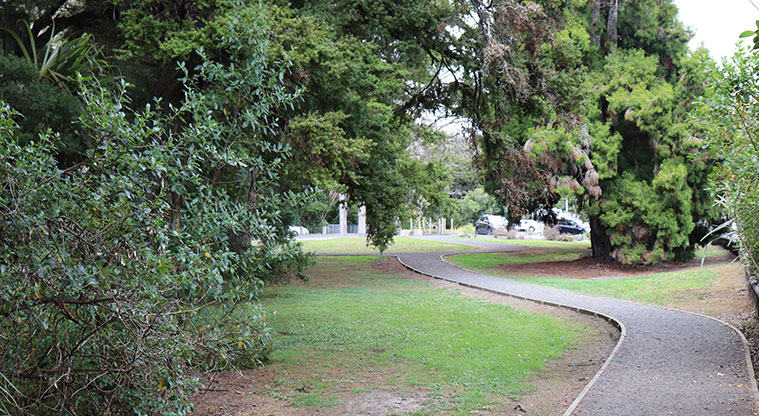 Kōwhai Park - Exiting the bush and going toward the main car park.