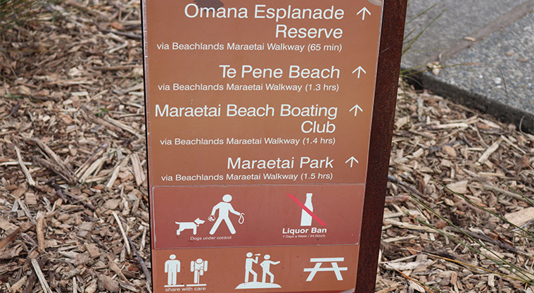 Leigh Auton Reserve - Part of one of the directional signs around the reserve. Photo credit: S Hulse.