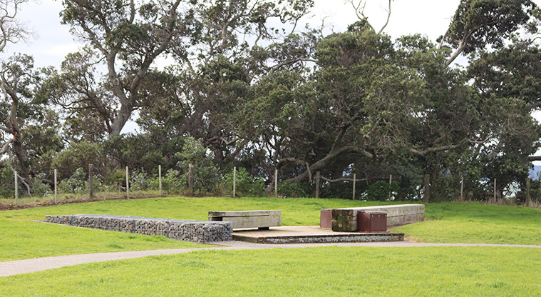 Leigh Auton Reserve - Slightly raised area with seating area at the northern end of the reserve. Photo credit: S Hulse.