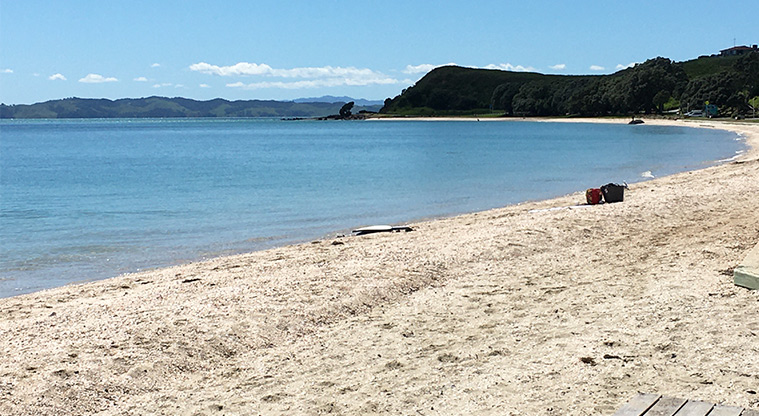 Maraetai Park - White sand beach looking south around the Maraetai foreshore. Photo credit: S Hulse.