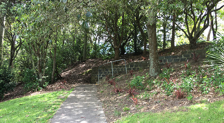 Nixon Park - Path leading up the hill from the junior playground to Bond Street. Photo credit: S Hulse.