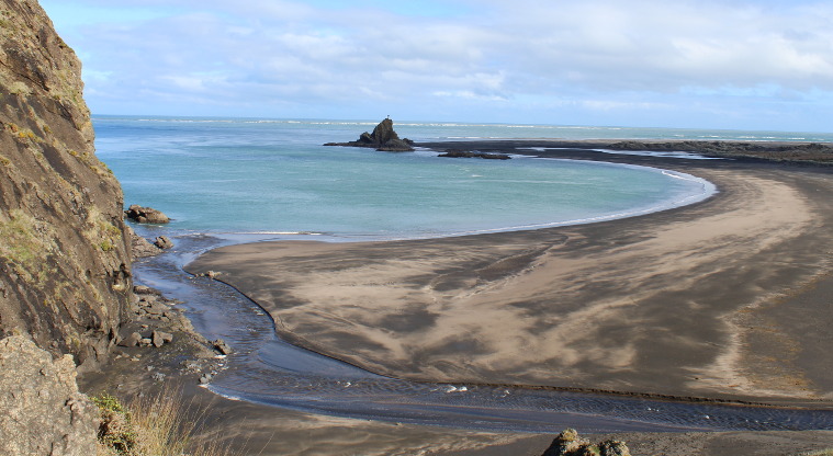 Whatipū, Waitākere Ranges Regional Park - View of Ninepin Rock from Paratūtae Island.