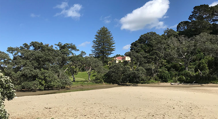 Long Bay Path - View from the beach looking at the historic Vaughan Homestead.