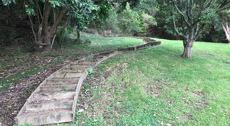 Poukaraka Pā Path - The steps take you from the beach area up to the pā site.
