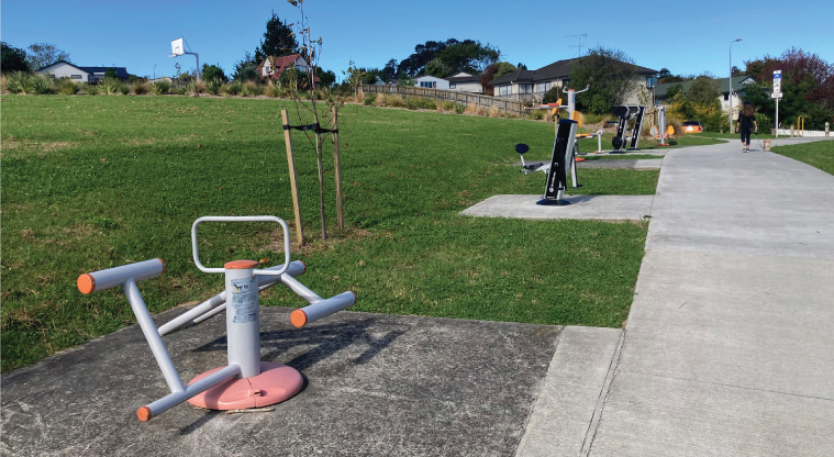 Unsworth to Rosedale Path - Fitness equipment in Rook Reserve.